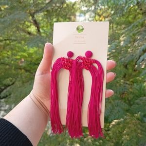 🍁🍁🍁 Bershka Hot Pink Tassel Earrings